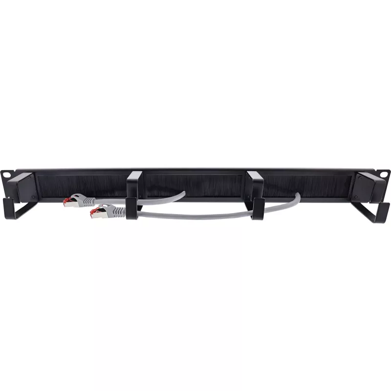 Pannello di gestione cavi InLine 19111L 1U nero 19 pollici con inserto a spazzola
