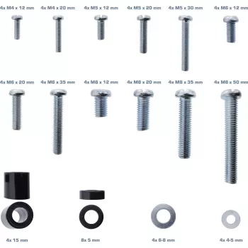 InLine set di viti 68 pezzi per supporto TV da parete, kit di montaggio, parete, zinco, 68 pz., 100 mm, 150 mm