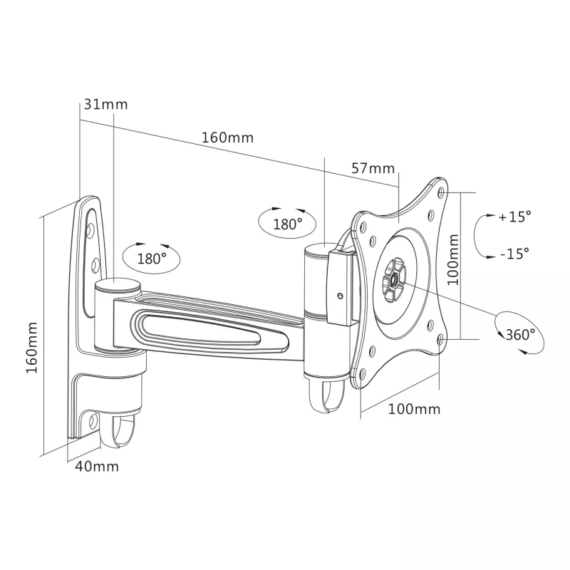 Supporto da parete InLine 23106D per monitor fino a 27 pollici