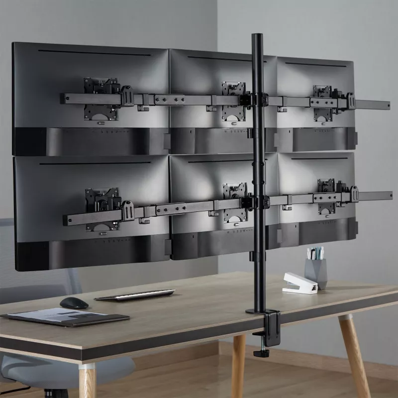 InLine supporto da tavolo per 6x TV / LED / TFT display fino a 81cm 32 pollici max. 7kg nero