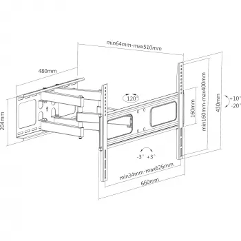 InLine supporto da parete per display 94-178cm 37-70 pollici max. 50kg