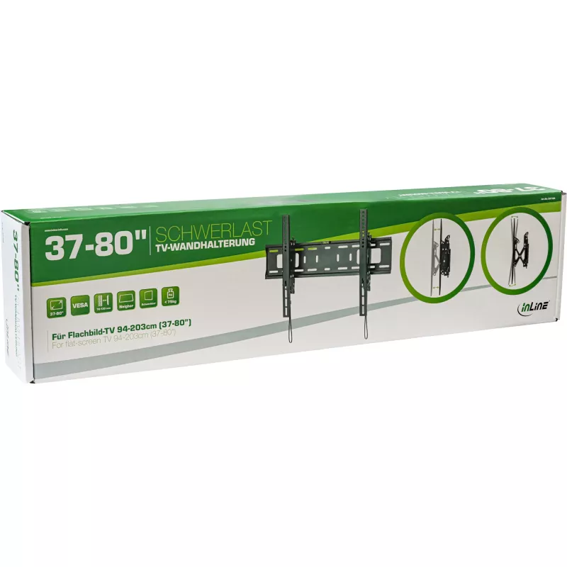 InLine supporto da parete ad alte prestazioni, inclinabile, per TV a schermo piatto (37-80 pollici), max. 75kg