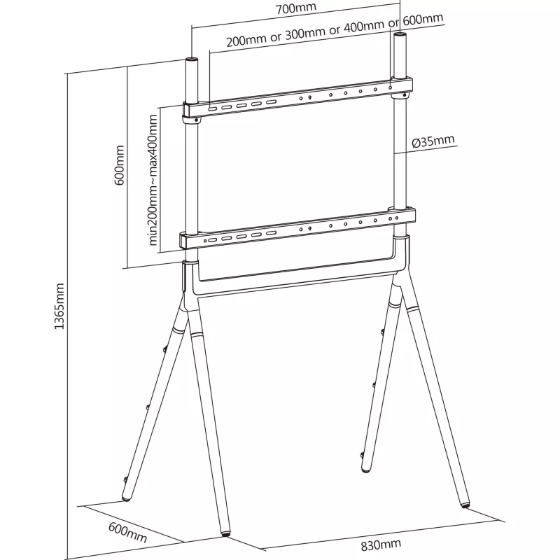 InLine woodstand Studio supporto TV, per display 49 pollici-70 pollici (124-178cm), max. 40kg