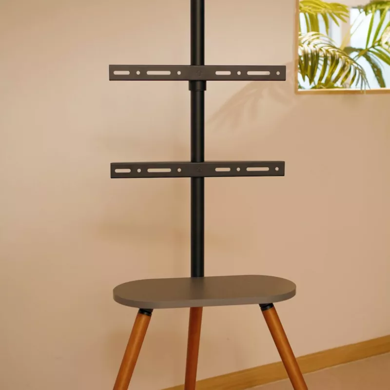 Supporto TV da terra InLine 23133W per schermi 43–65 pollici con ripiano, supporto autoportante