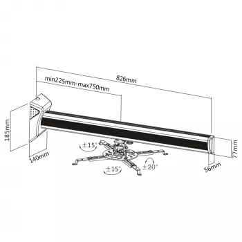 Staffa a parete per proiettore InLine 23139A max. 16 kg