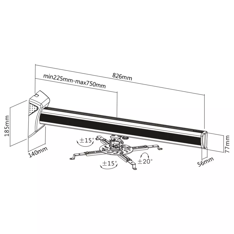 Staffa a parete per proiettore InLine 23139A max. 16 kg