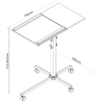 Carrello InLine per notebook e proiettore, altezza 70–90 cm