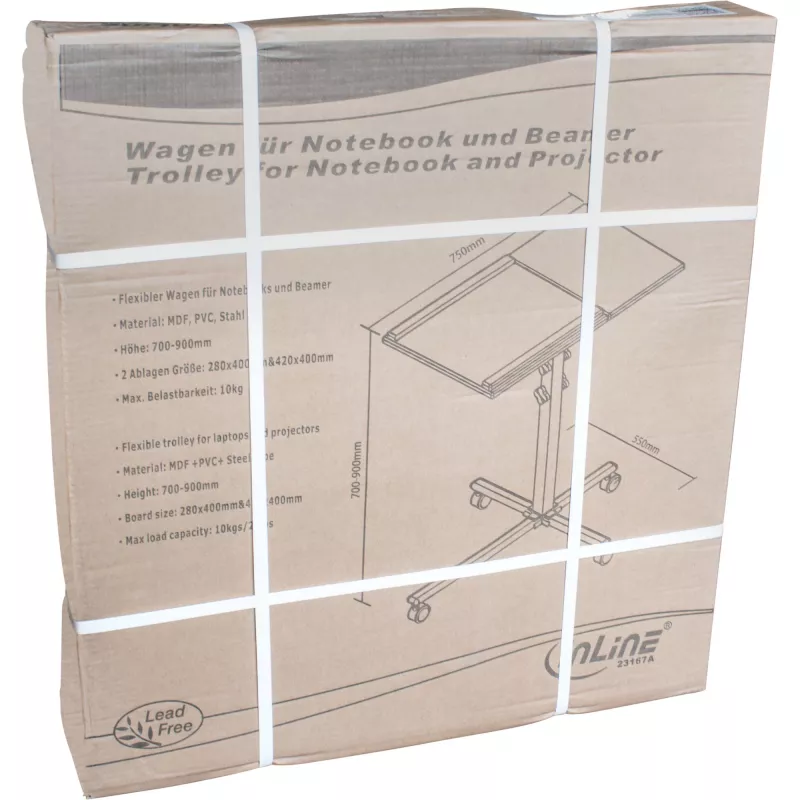 Carrello InLine per notebook e proiettore, altezza 70–90 cm
