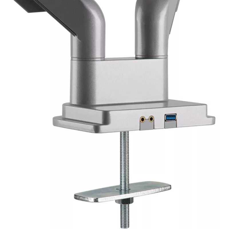 Supporto da tavolo InLine con lift e USB/audio, 2 monitor fino a 81 cm (32 pollici) 9 kg, argento