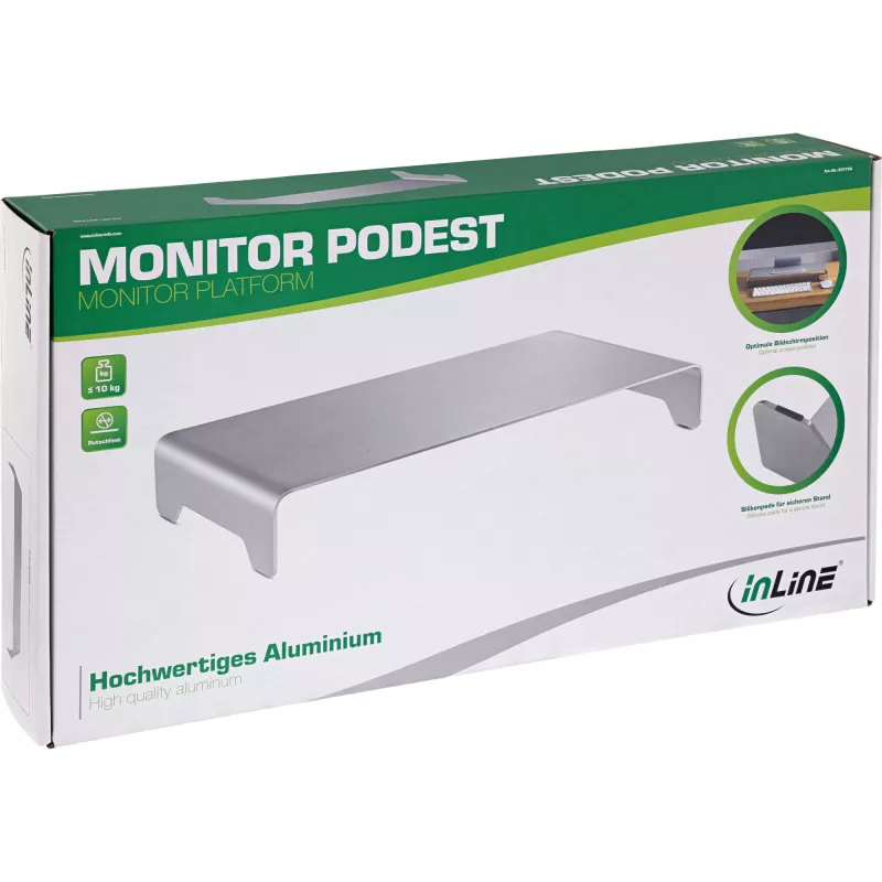Piattaforma per monitor InLine in alluminio 63 mm max. 10 kg autoportante argento 23175A