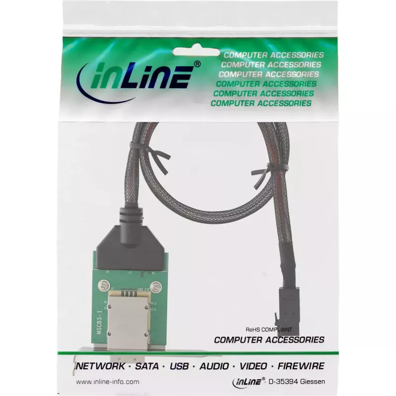 Staffa adattatore SAS HD Low-Profile InLine est. SFF-8088 / int. SFF-8643 0,75 m