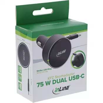 Caricabatterie mobile universale InLine 31502R nero accendisigari ricarica rapida auto