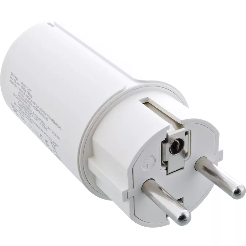 InLine alimentatore USB PD, caricabatterie GaN, 3 porte, Dual-USB-C + USB-A, 65W, bianco