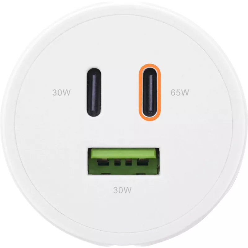 InLine alimentatore USB PD, caricabatterie GaN, 3 porte, Dual-USB-C + USB-A, 65W, bianco