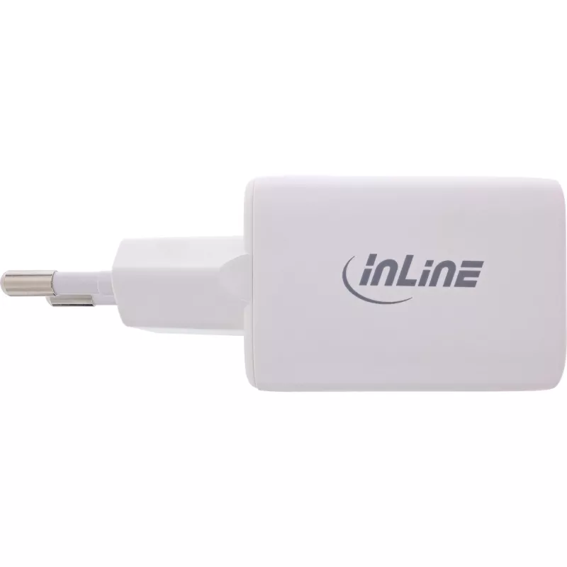 InLine alimentatore USB, caricabatterie USB-A + USB-C, 33W, PD + QC, bianco
