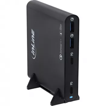 InLine alimentatore USB, caricabatterie GaN, 4 porte, 2x USB-C + 2x USB-A, 120W, bianco