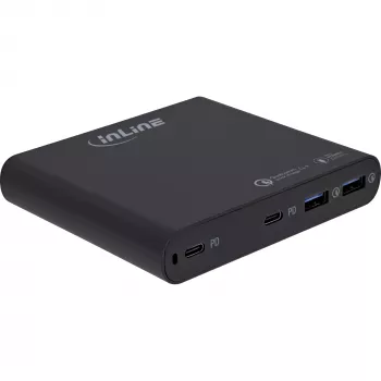 InLine alimentatore USB, caricabatterie GaN, 4 porte, 2x USB-C + 2x USB-A, 120W, bianco