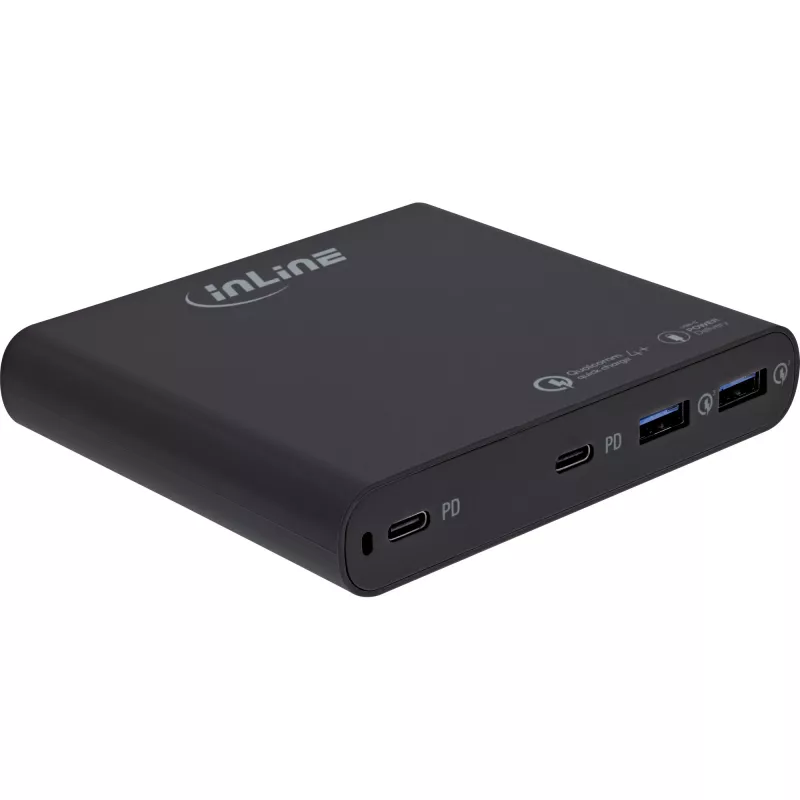 InLine Alimentatore USB GaN, 4 porte, 2x USB-C + 2x USB-A, 120 W, nero (31515B)