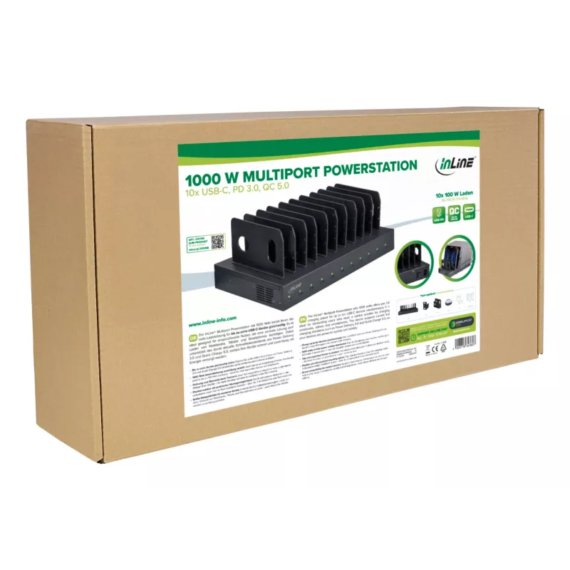 InLine 31516B caricabatterie mobile universale nero AC ricarica rapida da interno
