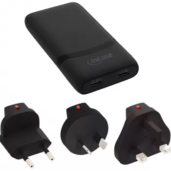 Alimentatore USB caricabatterie InLine 31519B Dual USB-C 65W adattatore di rete con due porte USB-C