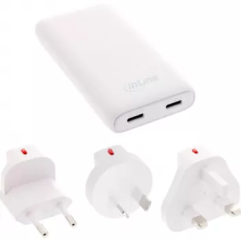 Alimentatore USB InLine 31519C Dual USB-C 65W – doppia porta USB-C, 65 W di potenza totale