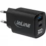 Alimentatore USB PD InLine, caricabatterie GaN, 2 porte, USB-C + USB-A, 30W, con display