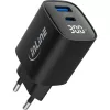 Alimentatore USB PD InLine, caricabatterie GaN, 2 porte, USB-C + USB-A, 30W, con display