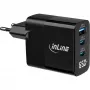 Alimentatore USB PD InLine, caricabatterie GaN, 3 porte, USB-C + USB-A, 65 W, con display