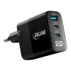 Alimentatore USB PD InLine, caricabatterie GaN, 3 porte, USB-C + USB-A, 65 W, con display