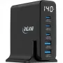 Alimentatore USB PD InLine, caricabatterie GaN, 5 porte, USB-C + USB-A, 140W, con display