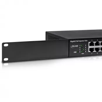 Iniettore hub di rete InLine PoE+ Gigabit 8 porte (8x PoE+), 1 Gbit/s, 19 pollici 1U