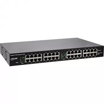 Iniettore hub InLine PoE+ Gigabit 16 porte PoE+, 19 pollici 1U, staffe incluse, 2 ventole
