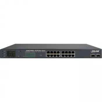 InLine switch di rete PoE+ Gigabit 24 porte, 1 Gb/s, 2xSFP, 19 pollici 1HE (con staffe)
