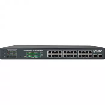 Switch di rete InLine PoE+ Gigabit 24 porte, 1 Gb/s, 2xSFP, 19 pollici 1U (staffe incluse)