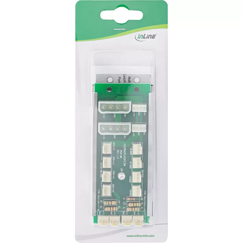 Pannello multi porta InLine 2x Molex 4 pin su 12 x connettore ventola 3 pin per 12 ventole