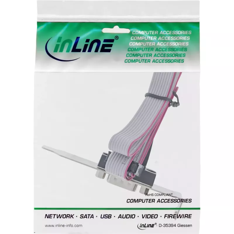 Staffa slot InLine DB9 connettore maschio su header interno 10 pin diretto 1:1 0,6 m