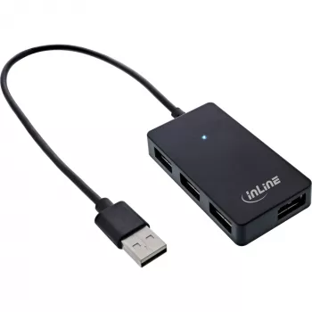 Hub USB 2.0 InLine 4 porte, connettore maschio Type-A su 4x connettore femmina Type-A, nero, 30 cm