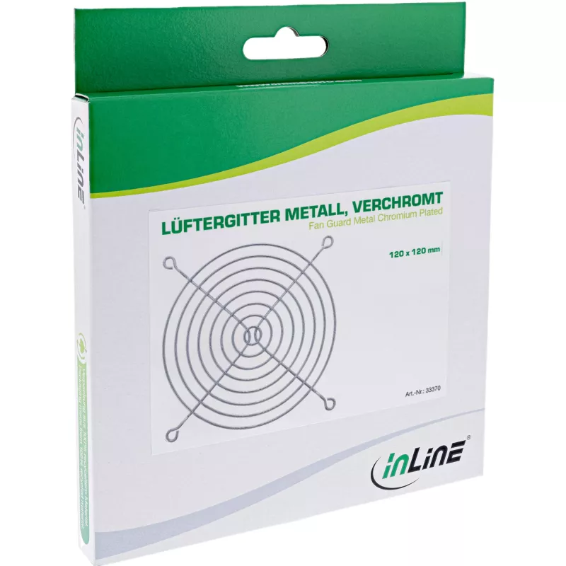 Griglia di protezione per ventola InLine in metallo cromato, 120x120mm