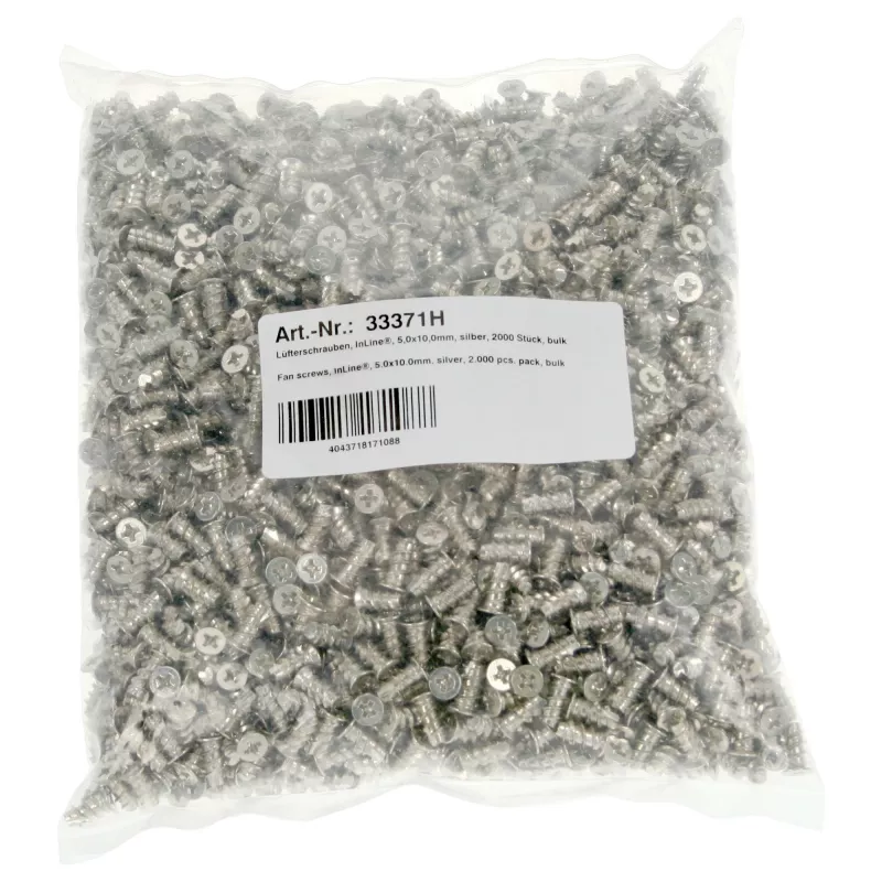 Viti per ventola InLine 5,0x10,0mm argento confezione da 2.000 pezzi