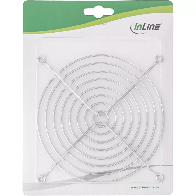 Griglia per ventola InLine in metallo cromato, 140x140mm