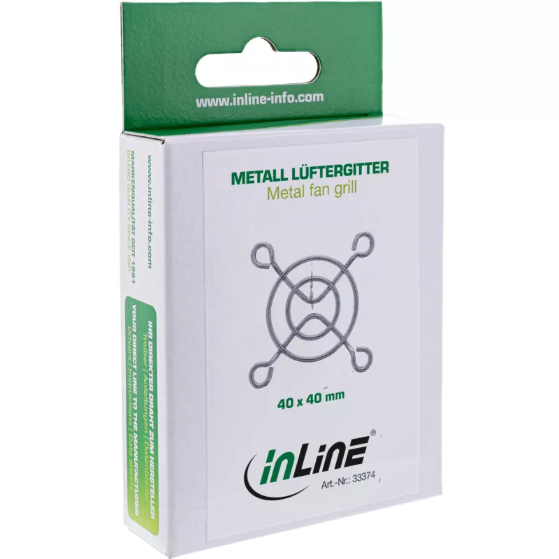 Griglia per ventola InLine in metallo cromato, 40x40mm