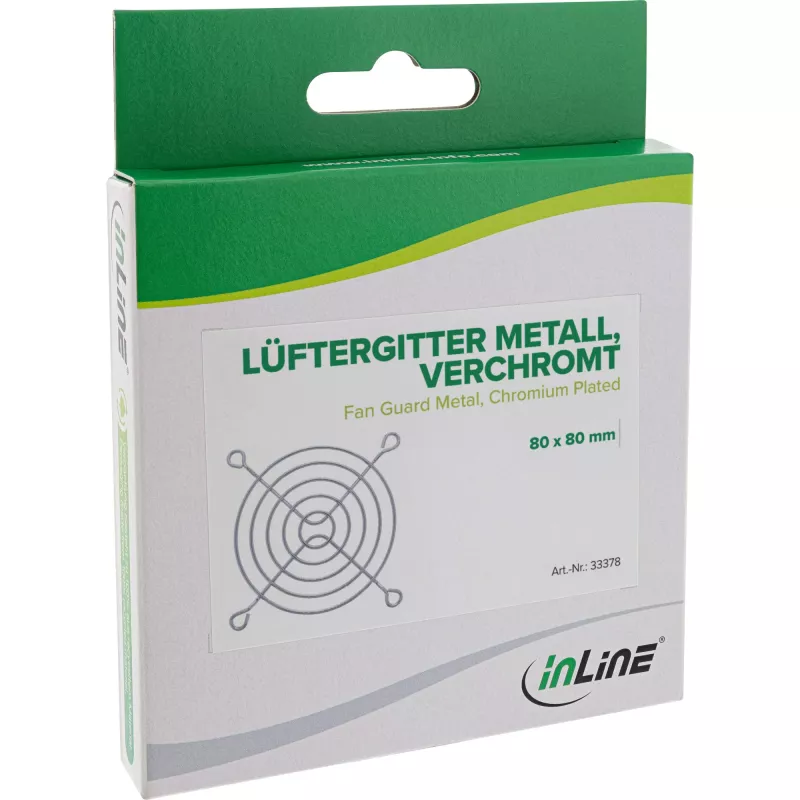 Griglia per ventola InLine in metallo cromato, 80x80 mm