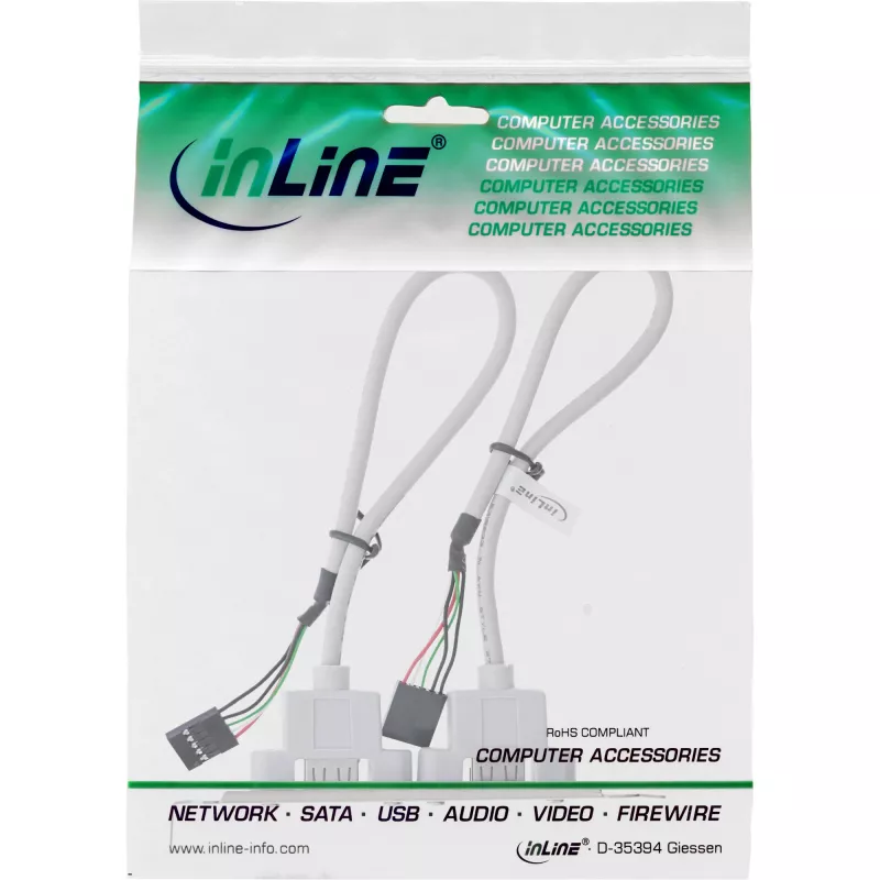 Staffa slot InLine 2x USB 2.0 Type-A femmina su 2x header interno 5 pin 0,3m