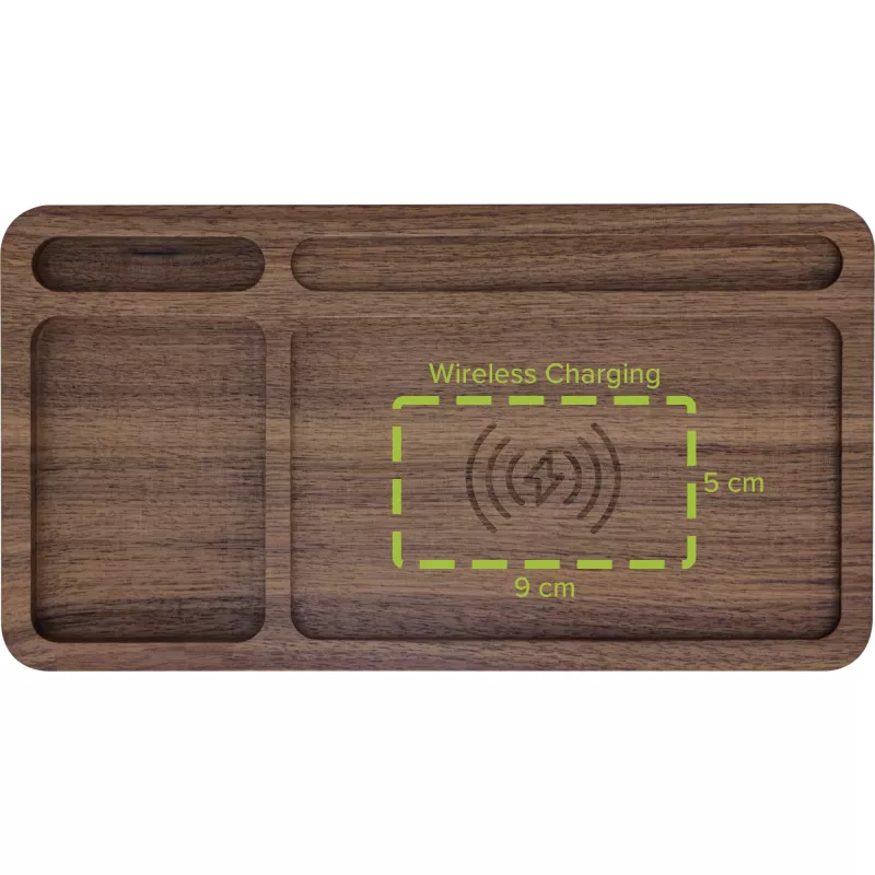 Organizer InLine WoodCharge con superficie di ricarica Qi e fonte di alimentazione USB