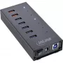 Hub InLine USB 3.2 Gen.1 7 porte case in alluminio con alimentatore 2,5A, nero