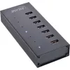 Hub InLine USB 3.2 Gen.1 7 porte case in alluminio con alimentatore 2,5A, nero