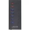 Hub InLine USB 3.2 Gen.1 7 porte case in alluminio con alimentatore 2,5A, nero