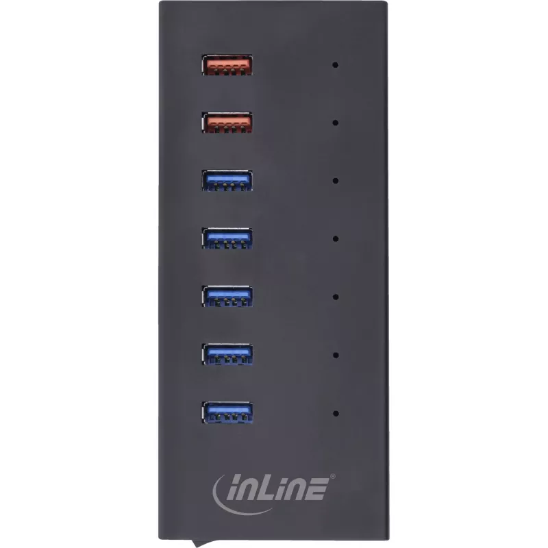 Hub InLine USB 3.2 Gen.1 7 porte case in alluminio con alimentatore 2,5A, nero