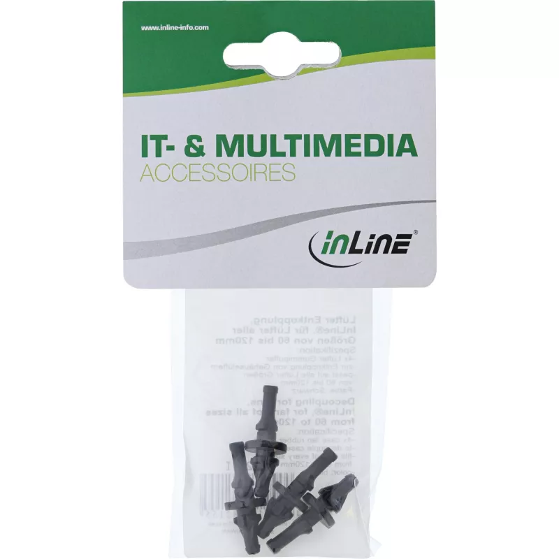 Disaccoppiatori per ventola InLine, per ventole di tutte le dimensioni da 60 a 120 mm, confezione da 4 pz.