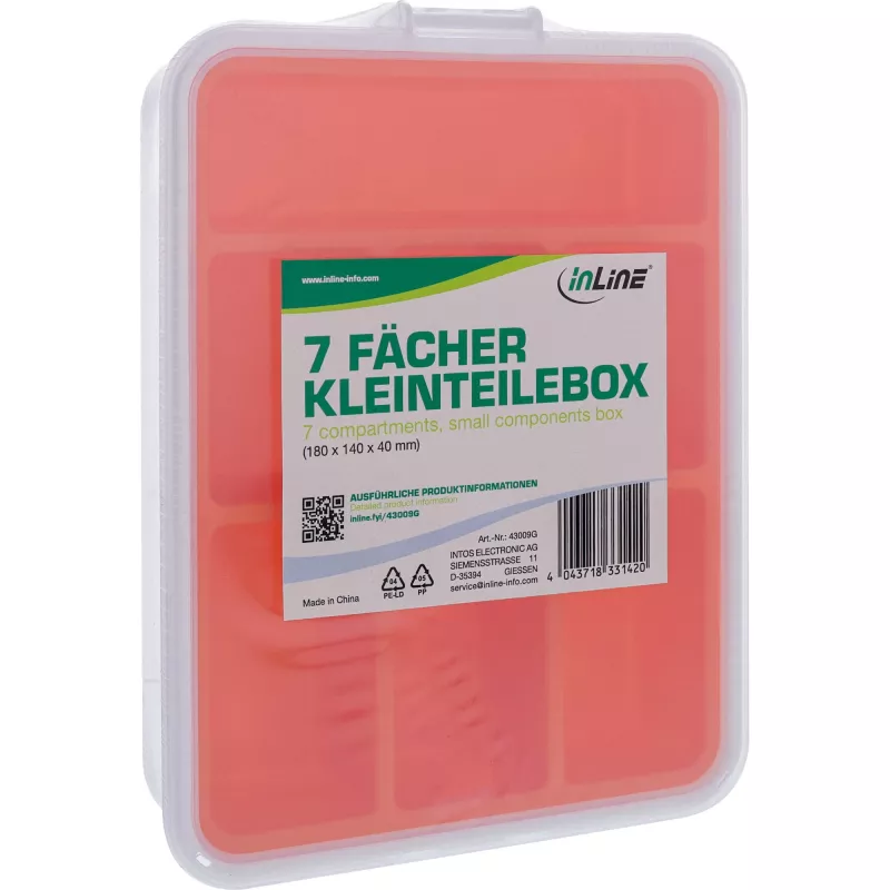 InLine scatola portaminuteria, 7 scomparti, 180 x 140 x 40 mm, arancione